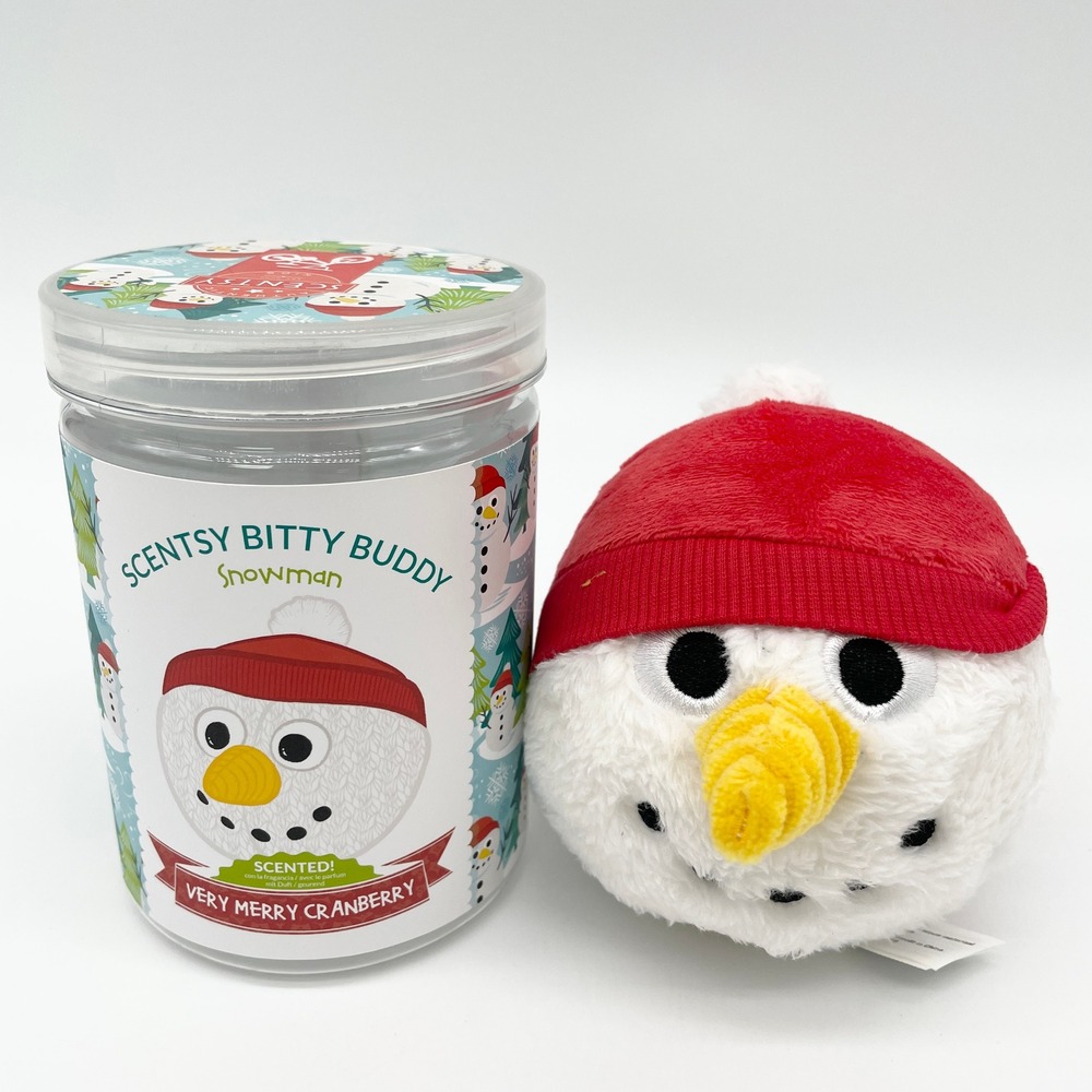 Scentsy Bitty Buddy Snowman Plush‎ Scented Cranberry Holiday Collectible Toy